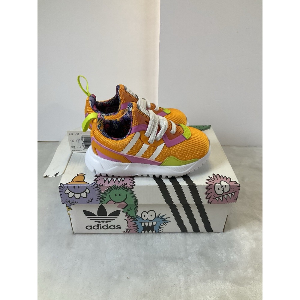 Adidas Originals X‎ Kevin Lyons Kids Shoes Flex El I Orange White GZ6177 Size 6K - Picture 4 of 7